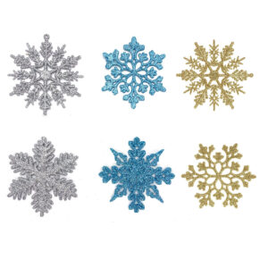 Glittering Blue Snowflake Holiday Ornaments
